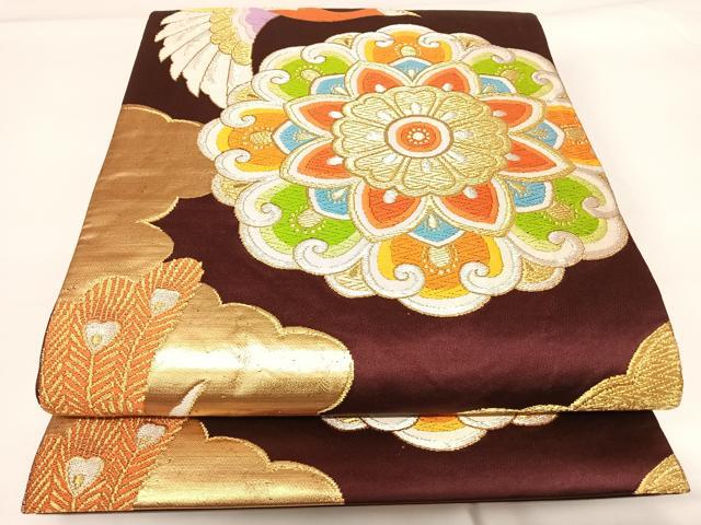 平和屋着物◎六通柄袋帯 唐織 正倉院鳳凰花文 金銀糸 正絹 逸品 AABF4991yx