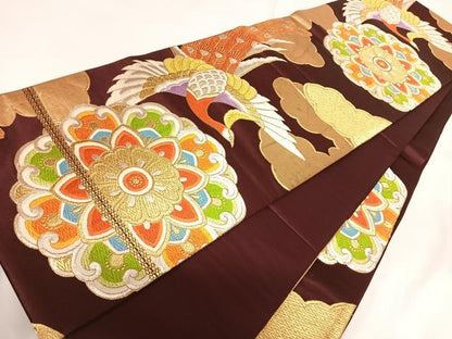 平和屋着物◎六通柄袋帯 唐織 正倉院鳳凰花文 金銀糸 正絹 逸品 AABF4991yx