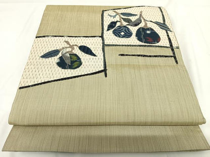 平和屋着物◎太鼓柄袋帯　はり絵日記　パッチワーク　成り物　正絹　逸品　AABF4995yx