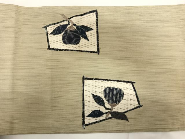 平和屋着物◎太鼓柄袋帯　はり絵日記　パッチワーク　成り物　正絹　逸品　AABF4995yx