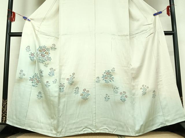 平和屋着物▽訪問着 単衣 刺繍 草花文 暈し染め 正絹 逸品 AABF5003jh