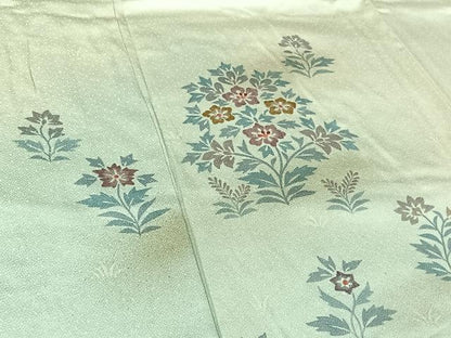 平和屋着物▽訪問着 単衣 刺繍 草花文 暈し染め 正絹 逸品 AABF5003jh