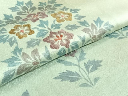 平和屋着物▽訪問着 単衣 刺繍 草花文 暈し染め 正絹 逸品 AABF5003jh