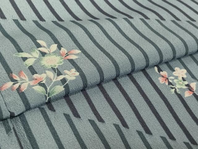 平和屋着物▽小紋 単衣 草花文 洗える着物 AABF5005jh