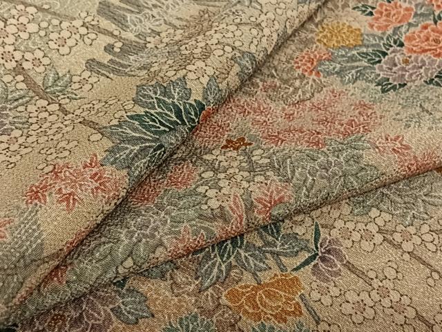 平和屋着物▽小紋 単衣 流水花籬文 鬼しぼ縮緬 洗える着物 AABF5007jh