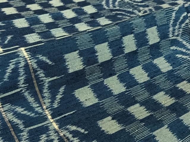 平和屋着物▽上質な紬　単衣　吉祥間道　正絹　逸品　AABF5008jh