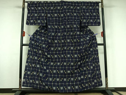 平和屋着物▽上質な紬 単衣 遠州椿文 正絹 逸品 AABF5009jh