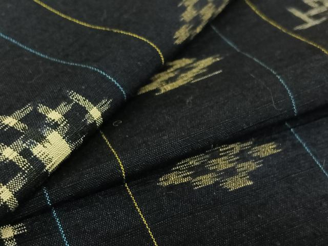 平和屋着物▽上質な紬 単衣 幾何学文様 正絹 逸品 AABF5013jh