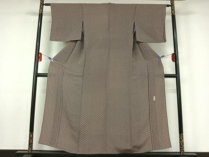 平和屋着物▽上質な小紋 単衣 作家物 七宝花文 鬼しぼ縮緬 正絹 逸品 AABF5014jh