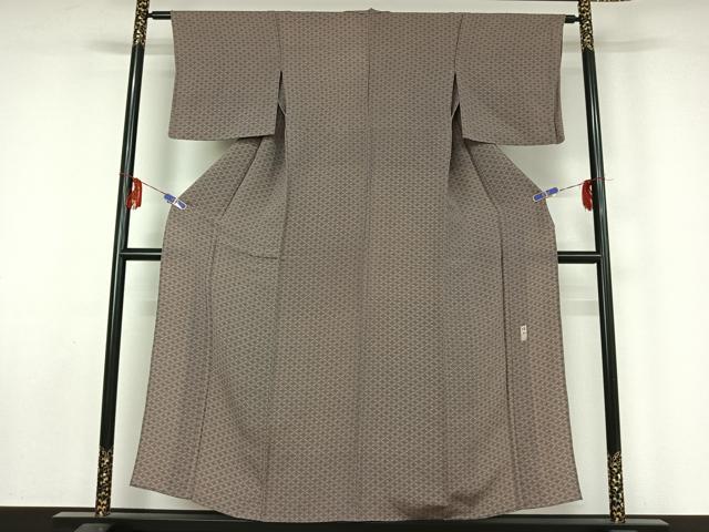 平和屋着物▽上質な小紋 単衣 作家物 七宝花文 鬼しぼ縮緬 正絹 逸品 AABF5014jh