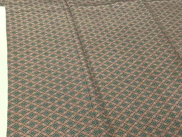 平和屋着物▽上質な小紋 単衣 作家物 七宝花文 鬼しぼ縮緬 正絹 逸品 AABF5014jh