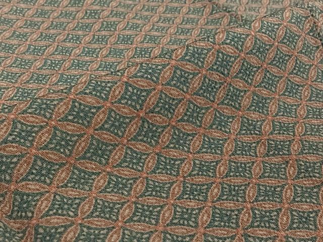 平和屋着物▽上質な小紋 単衣 作家物 七宝花文 鬼しぼ縮緬 正絹 逸品 AABF5014jh