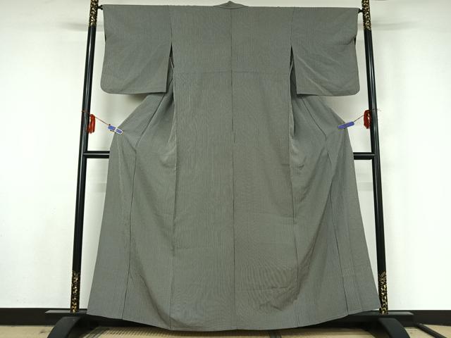平和屋着物▽上質な小紋 単衣 縞 正絹 逸品 AABF5015jh