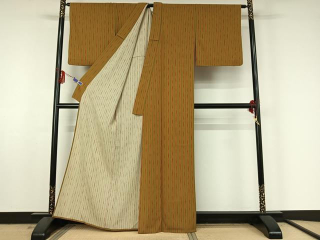 平和屋着物▽小紋 単衣 縞 鬼しぼ縮緬 洗える着物 AABF5016jh