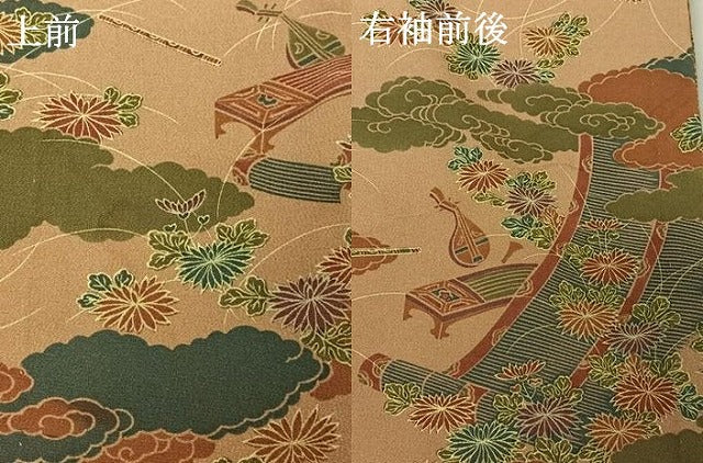 平和屋着物▽上質な小紋 単衣 雲取り花文 楽器 正絹 逸品 AABF5018jh