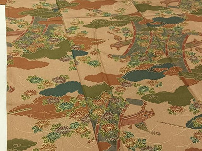 平和屋着物▽上質な小紋 単衣 雲取り花文 楽器 正絹 逸品 AABF5018jh