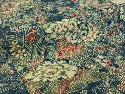 平和屋着物▽上質な小紋　単衣　型染め　流水花鳥文　正絹　逸品　AABF5019jh