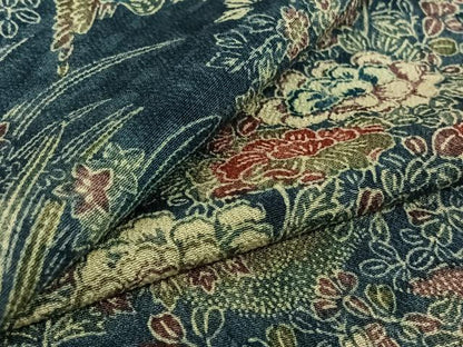 平和屋着物▽上質な小紋　単衣　型染め　流水花鳥文　正絹　逸品　AABF5019jh