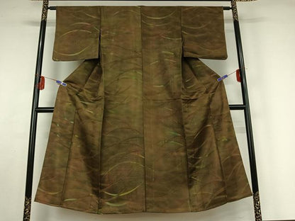 平和屋着物▽上質な小紋 単衣 芝文 金糸 正絹 逸品 AABF5020jh