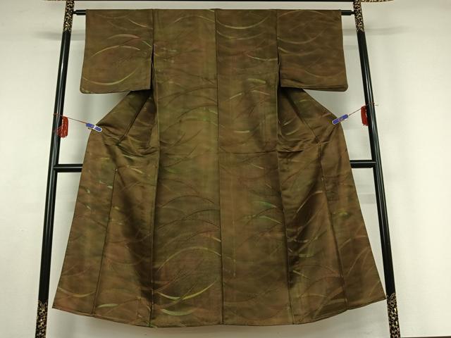 平和屋着物▽上質な小紋 単衣 芝文 金糸 正絹 逸品 AABF5020jh