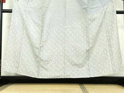 平和屋着物▽訪問着 単衣 泥染め たてぶし生紬 松文 反端付き 正絹 逸品 AABF5022jh