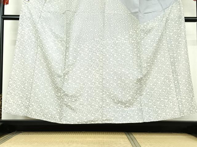 平和屋着物▽訪問着 単衣 泥染め たてぶし生紬 松文 反端付き 正絹 逸品 AABF5022jh