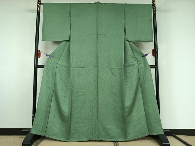 平和屋着物▽上質な色無地 単衣 草花地紋 薄青色 正絹 逸品 AABF5023jh