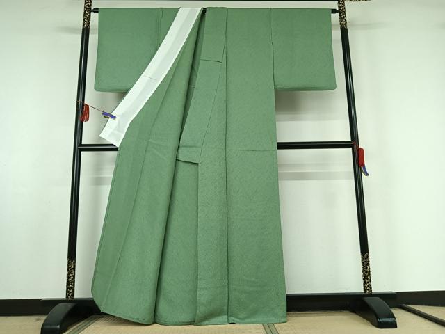 平和屋着物▽上質な色無地 単衣 草花地紋 薄青色 正絹 逸品 AABF5023jh