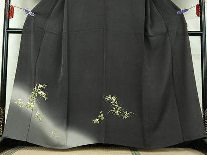 平和屋着物▽訪問着 単衣 草花文 暈し染め 正絹 逸品 AABF5025jh