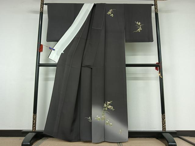 平和屋着物▽訪問着 単衣 草花文 暈し染め 正絹 逸品 AABF5025jh