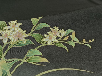 平和屋着物▽訪問着 単衣 草花文 暈し染め 正絹 逸品 AABF5025jh