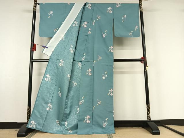 平和屋着物▽小紋 単衣 舞花文 洗える着物 AABF5028jh