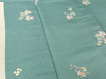 平和屋着物▽小紋 単衣 舞花文 洗える着物 AABF5028jh
