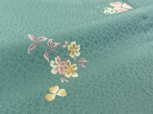 平和屋着物▽小紋 単衣 舞花文 洗える着物 AABF5028jh