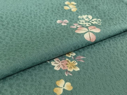 平和屋着物▽小紋 単衣 舞花文 洗える着物 AABF5028jh