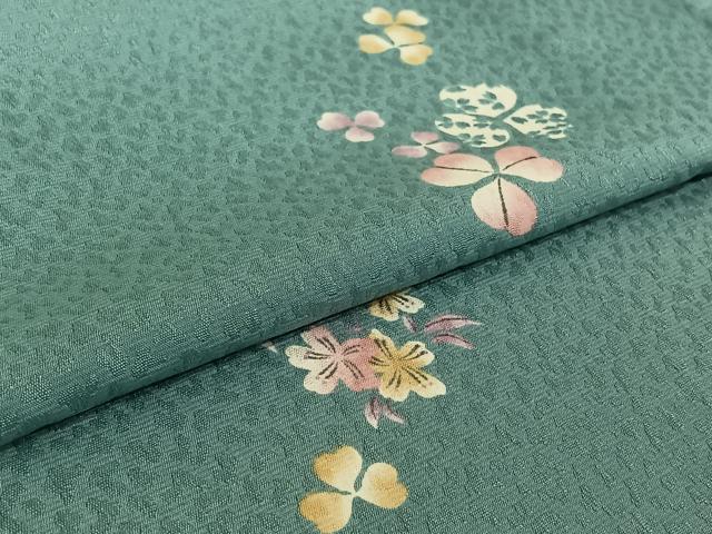 平和屋着物▽小紋 単衣 舞花文 洗える着物 AABF5028jh