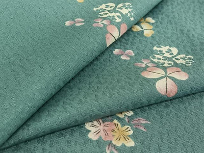 平和屋着物▽小紋 単衣 舞花文 洗える着物 AABF5028jh