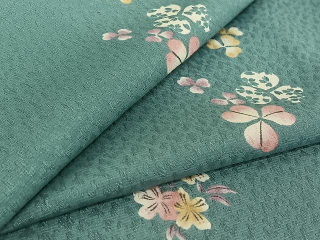 平和屋着物▽小紋 単衣 舞花文 洗える着物 AABF5028jh