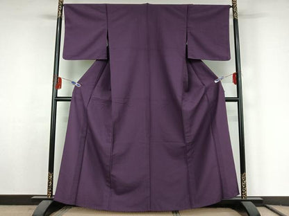 平和屋着物▽色無地 単衣 桑の実色 洗える着物 AABF5030jh