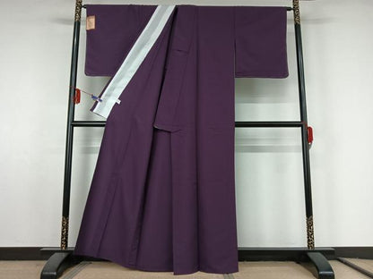 平和屋着物▽色無地 単衣 桑の実色 洗える着物 AABF5030jh