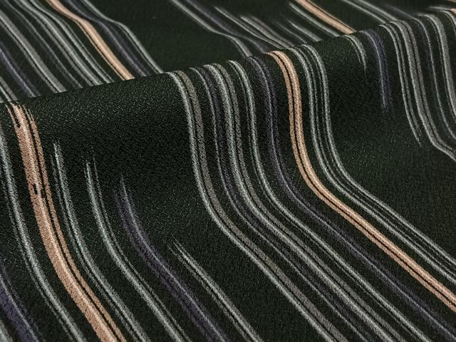 平和屋着物▽小紋 単衣 矢絣 黒地 洗える着物 AABF5031jh