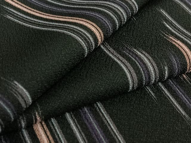 平和屋着物▽小紋 単衣 矢絣 黒地 洗える着物 AABF5031jh
