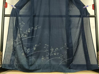 平和屋着物▽訪問着 無双 紗袷 紗×紗 流水花文 銀彩 正絹 逸品 AABF5032jh