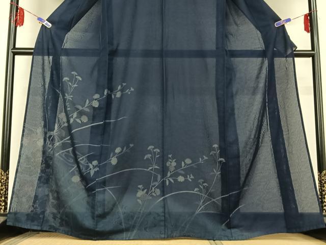 平和屋着物▽訪問着 無双 紗袷 紗×紗 流水花文 銀彩 正絹 逸品 AABF5032jh