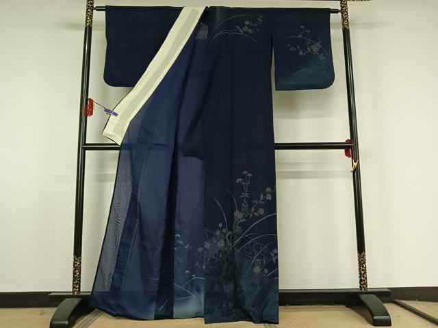 平和屋着物▽訪問着 無双 紗袷 紗×紗 流水花文 銀彩 正絹 逸品 AABF5032jh