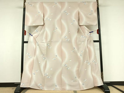平和屋着物▽小紋 単衣 草花文 暈し染め 洗える着物 AABF5033jh