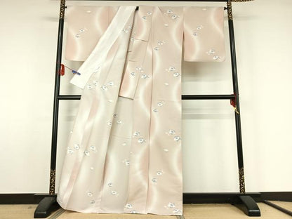 平和屋着物▽小紋 単衣 草花文 暈し染め 洗える着物 AABF5033jh