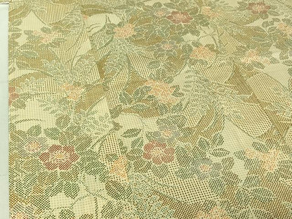 平和屋着物▽本場染大島紬 単衣 草花文 正絹 逸品 AABF5034jh