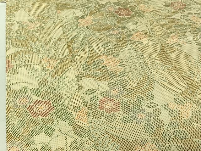 平和屋着物▽本場染大島紬 単衣 草花文 正絹 逸品 AABF5034jh