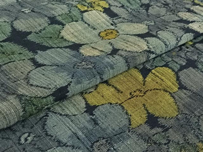 平和屋着物▽上質な紬 単衣 花づくし文 正絹 逸品 AABF5035jh